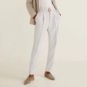 Mango Belt Straight Trousers